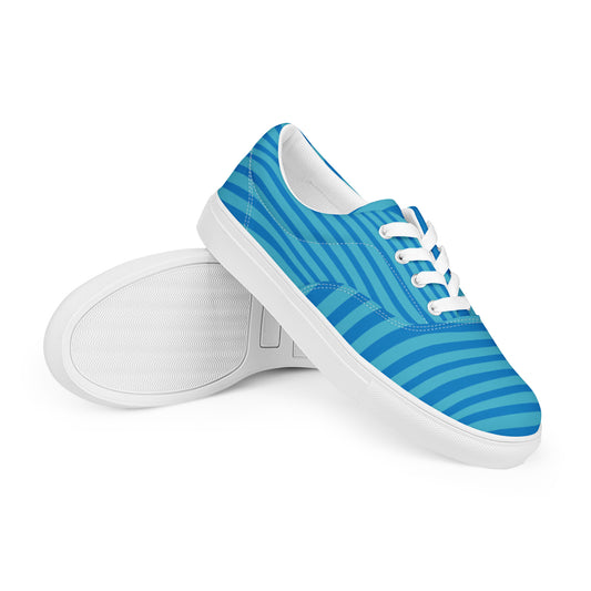 blue with dark blue stripes Men’s lace-up canvas shoes | Summer Collection!