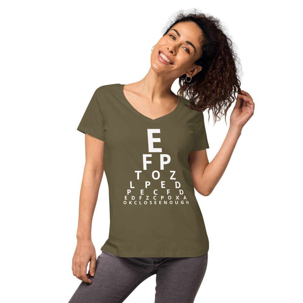 Eye test T-shirt. Women’s fitted v-neck t-shirt