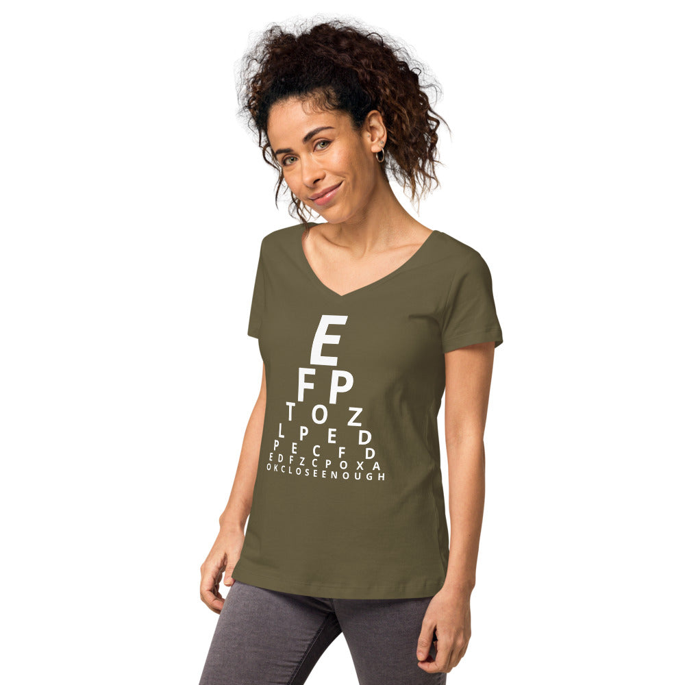 Eye test T-shirt. Women’s fitted v-neck t-shirt