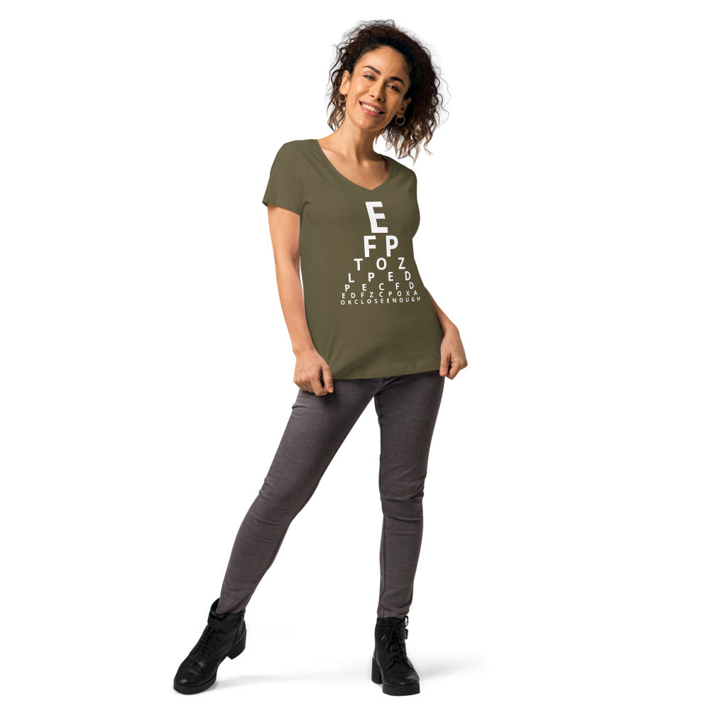 Eye test T-shirt. Women’s fitted v-neck t-shirt