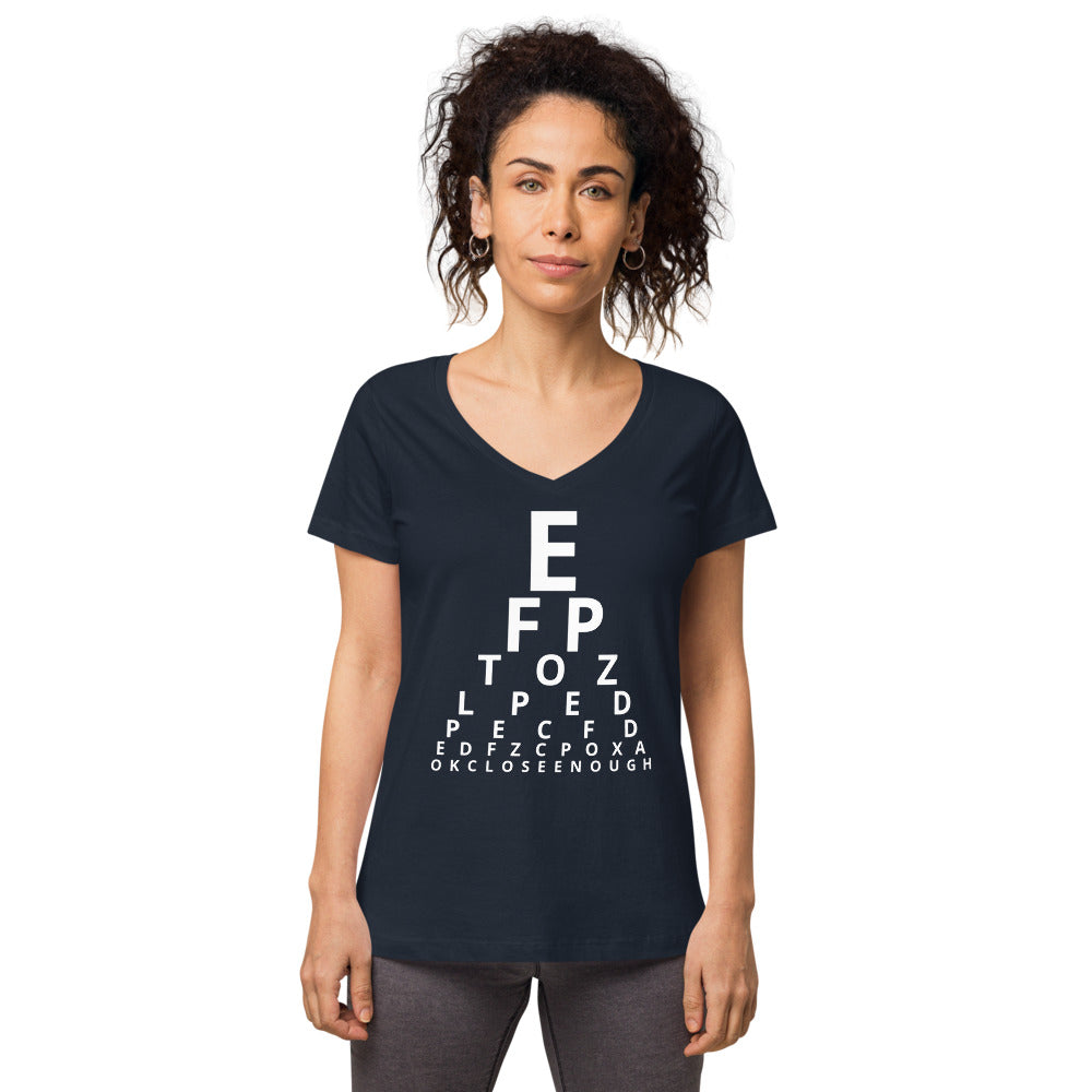 Eye test T-shirt. Women’s fitted v-neck t-shirt