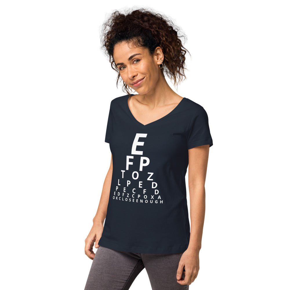 Eye test T-shirt. Women’s fitted v-neck t-shirt