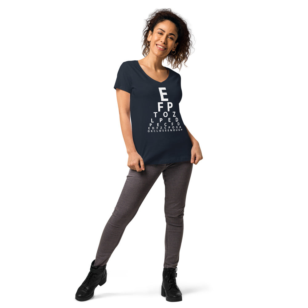 Eye test T-shirt. Women’s fitted v-neck t-shirt