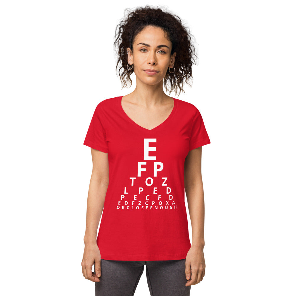 Eye test T-shirt. Women’s fitted v-neck t-shirt