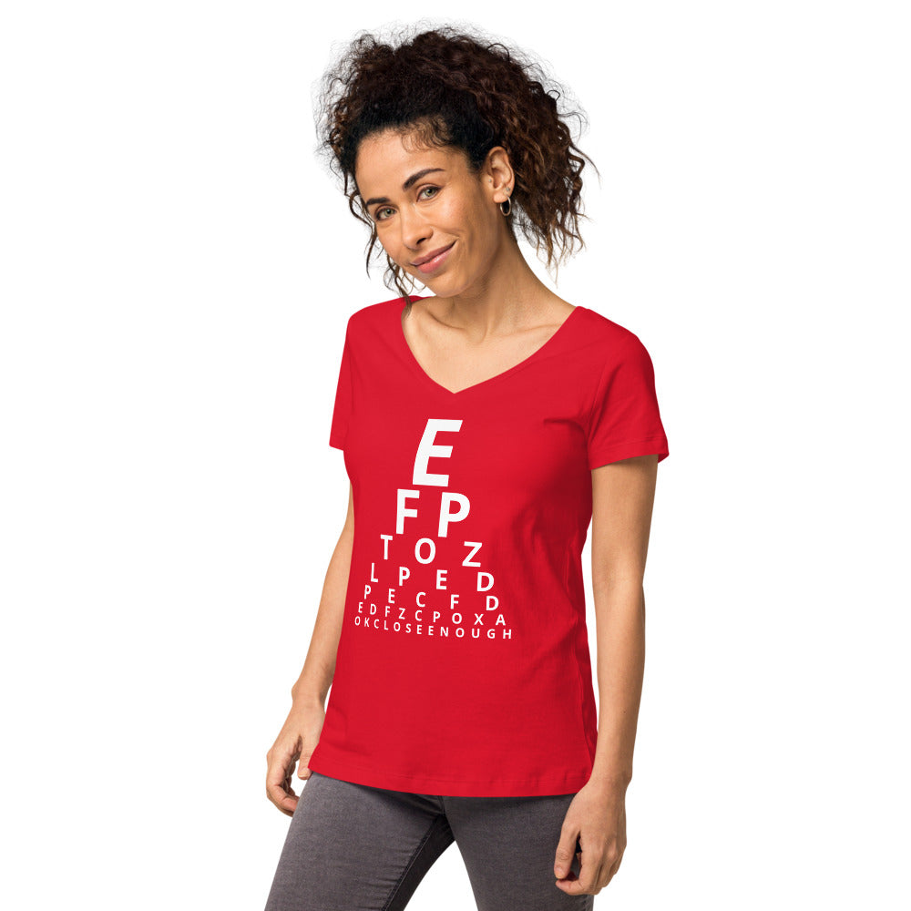 Eye test T-shirt. Women’s fitted v-neck t-shirt