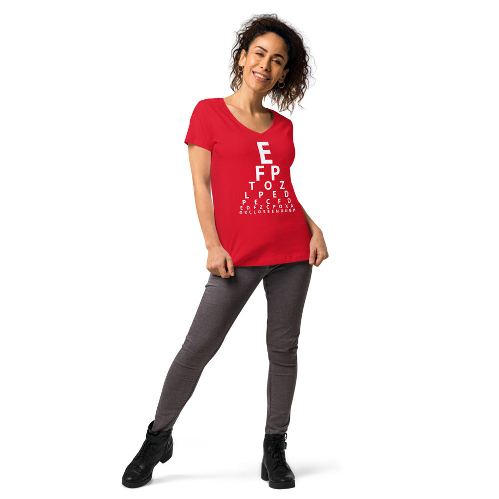 Eye test T-shirt. Women’s fitted v-neck t-shirt